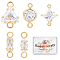20Pcs 5 Styles Brass Clear Cubic Zirconia Connector Charms, Rectangle & Triangle & Flat Round & Horse Eyes & Rhombus, Real 18K Gold Plated, 10~13.5x3.5~8x3~6mm, Hole: 1~2mm, 4pcs/style