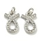 Rack Plating Brass Micro Pave Cubic Zirconia Pendants, Long-Lasting Plated, Lead Free & Cadmium Free, Constellations, Taurus, 11x7.8x2mm, Hole: 2.5mm.