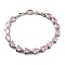Rack Plating Brass Pave Cubic Zirconia Teardrop Links Bracelets for Women, Platinum, Hot Pink, 8 inch(20.3cm)