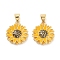 Rack Plating Brass Enamel Pendants, Long-Lasting Plated, Cadmium Free & Lead Free, Real 18K Gold Plated, Flower Charm, Gold, 17x15x3.5mm, Hole: 5x3.5mm