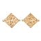 Brass Micro Pave Colorful Cubic Zirconia Hollow Connector Charms, Rhombus Links, Real 18K Gold Plated, 38x45x2mm, Hole: 1.8mm