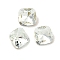 Glass Rhinestone Cabochons, Pointed Back & Back Plated, Faceted, Square, Light Azore, 4x4x2mm