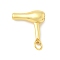 Brass Pendants, Hair Dryer Charms, Rack Plating, Long-Lasting Plated, Cadmium Free & Lead Free, with Jump Ring, Real 18K Gold Plated, 17x16.5x6.5mm, Hole: 3.4mm