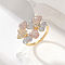 Flower Brass Micro Pave Clear Cubic Zirconia Finger Rings, Multi-color, US Size 7(17.3mm)