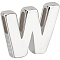 Sterling Silver Beads, with S925 Stamp, Letter A~Z, Letter W, 9x9mm, Hole: 4mm
