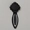 Alloy Bookmark Cabochon Settings, Flower, Black, 81.5x31x3mm
