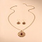 Oval Alloy Colorful Rhinestone Pendant Necklaces & Dangle Earrings Sets, Golden, 400mm