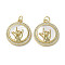 Gesture Theme Brass Micro Pave Cubic Zirconia Pendants, with Shell, Flat Round, Real 18K Gold Plated, 21.5x19x4mm, Hole: 3mm