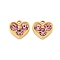304 Stainless Steel Pendants, with Rhinestone, Heart Charms, Real 14K Gold Plated, Light Rose, 7x8x3mm, Hole: 1mm
