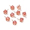 925 Sterling Silver Peg Bails, with Cubic Zirconia, Square, Rose Gold, Orange Red, 9x4x4.5mm, Hole: 2.5x1.5mm, Pin: 0.6mm