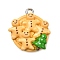 Christmas Opaque Resin Pendants, with Platinum Iron Loop, Yellow, Gingerbread Man, 20x19x8.5mm, Hole: 2mm