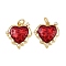 Brass Pave Cubic Zirconia Enamel Pendants, Heart Charms, with Jump Rings, Rack Plating, Real 18K Gold Plated, Lead Free & Cadmium Free, Long-Lasting Plated, Red, 16x15x3mm, Hole: 3.4mm