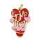 Brass Enamel Pendants, Heart with Word Love Charms, Rack Plating, Cadmium Free & Lead Free, Long-Lasting Plated, Real 18K Gold Plated, Red, 21x14.5x2mm, Hole: 3.2mm