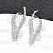 Brass Micro Pave Clear Cubic Zirconia Triangle Stud Earrings, Rack Plating, Long-Lasting Plated, Cadmium Free & Lead Free, Platinum, 37x13.5mm