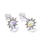 Anti-Tarnish Rhodium Plated 925 Sterling Silver Sunflower Stud Earring Findings, Clear Moonstone Dainty Earrings for Girl Women, Platinum, 7.5x3.4mm, Pin: 0.8mm