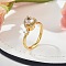 Rotatable Finger Rings for Women, Brass Micro Pave Clear Cubic Zirconia Fidget Spinner Rings, Heart, Inner Diameter: 17.5mm, flower: 9.5x9mm