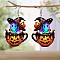 Pumpkin Cup with Ghost Acrylic Dangle Earrings, Platinum, Colorful, 50x23mm