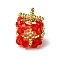 Christmas Seed Beads Beaded Charms, Gift Box Pendants, Red, 22x16x16mm