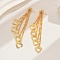 Brass Tassel Stud Earrings, Real 18K Gold Plated, Chain Charm, Heart