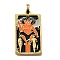 Tarot 304 Stainless Steel Enamel Pendants, Real 18K Gold Plated, Ion Plating(IP), Human, 37.5x22x2mm, Hole: 6x3.5mm