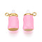 304 Stainless Steel Enamel Pendants, Bottle, Ion Plating(IP), Real 18K Gold Plated, Pearl Pink, 15x9x5mm, Hole: 1.4mm