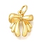 Bowknot Brass Charms, Cadmium Free & Lead Free, Long-Lasting Plated, Rack Plating, Real 18K Gold Plated, 13x11.5x4mm, Hole: 3.5mm