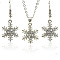 Alloy Rhinestone Dangle Earrings & Pendant Necklaces Sets, Snowflake, Crystal, Necklace: 410mm, Earrings: 40x17mm