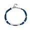 Synthetic Non-magnetic Hematite Beaded Bracelets, Rectangle 304 Stainless Steel Link Bracelets for Men Women, Blue, 7-3/4 inch(19.6cm)