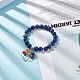 Bracelet extensible en lapis-lazuli naturel (teint) BJEW-JB08748-02-2