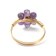 4Pcs 4 Style Natural Mixed Gemstone Beaded Flower Finger Rings Set RJEW-TA00074-5