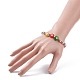 Flower with Evil Eye Glass & Iron Beaded Stretch Bracelet for Women BJEW-JB08076-3