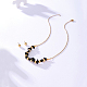 Natural Obsidian Chips Pendant Necklace & Round Ball Stud Earrings RE2952-3-2