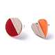 Wood & Resin Stud Earrings WOOD-XCP0001-36-2