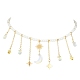 Brass  Moon & Star Charms Bib Necklace with Glass Beaded Chains NJEW-TA00101-2