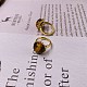 天然タイガーアイのハーフラウンド調節可能なリング  黄金の真鍮の指輪  ゴールドカラー  内径：18mm PW-WG44366-01-1