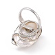 Pepita de perla natural con hoja de circonita cúbica anillo de puño abierto RJEW-P033-02P-02A-4