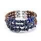 Trois boucles naturelles lapis lazuli puce perles wrap bracelets BJEW-JB04657-01-1