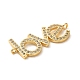 Rack Plating Brass Micro Pave Clear Cubic Zirconia Connector Charms KK-K377-24G-2