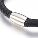 Bracelets de cordon en cuir tressé pour hommes BJEW-JB03916-02-2
