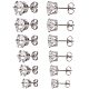 PandaHall Elite 6 Pairs 3/4/5/6/7/8mm Clear Cubic Zirconia Stud Earrings for Girls Fine Jewelry EJEW-PH0001-02-4