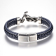 Men's Braided Leather Cord Bracelets BJEW-H559-10B-3