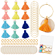 SUNNYCLUE 1 Box 30Pcs 6 Colors Wooden Wine Glass Charms Tassel Drink Charm Golden Glass Rings Tags Identifier Glasses Wood DIY Drinks Marker Tag for Gifts Wedding Gathering Decorations Party Favors DIY-SC0019-47-1