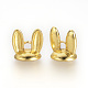 チベットスタイルの合金バニービーズキャップベイル  ウサギの耳が付いているフラットラウンド  ゴールドカラー  12x12x10mm  穴：2mm  内径：9mm TIBE-S308-43G-1