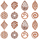 Hobbiesay 16 pièces 8 styles pendentifs en bois de noyer naturel WOOD-HY0001-04-1