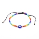 Bracelets de perles tressées en nylon ajustable arc-en-ciel BJEW-JB06021-2