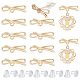 BENECREAT 10Pcs Real 18K Gold Plated Brass Bowknot Stud Earring Findings with Horizontal Loops and 30Pcs Plastic Ear Nuts for Dangle Earring Making Supplies KK-BC0011-06-1