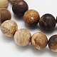Helado redondas petrificados abalorios de madera hebras naturales G-N0166-71-8mm-2