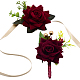 Craspire 2pcs 2 style poignet en soie de fleur rose et ensembles de broche en soie de fleur AJEW-CP0004-58-1
