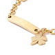 201 Stainless Steel Rectangle & Clover Charm Bracelet with Cable Chain for Women STAS-P304-18G-2