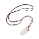 Collier pendentif pépite de quartz rose naturel avec cordon ciré pour femme NJEW-F306-01G-2